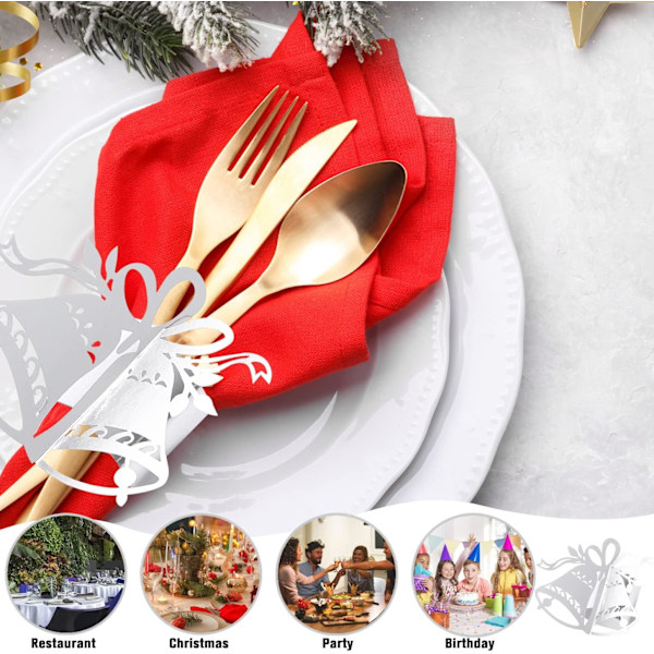 50 stk. Engangs Jingle Bell Servietringe i Papir, Ringe til Bordet