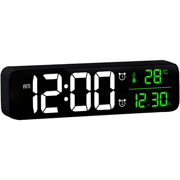 Digital väckarklocka för vardagsrum, kontor, sovrumsdekor, LED elektronisk klocka, datum, temperaturvisning, modern skrivbordsklocka, automatisk ljusstyrka, svart