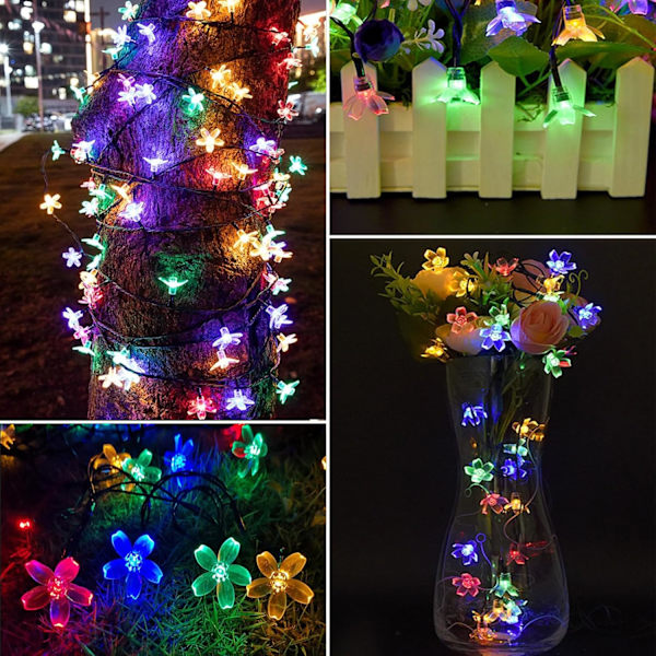 Sæt stikket i dekorative kirsebærblomster-lyskæder, 33ft 100 LED USB-lyste blomsterdekorationer med timer til indendørs soveværelse telt seng terrassefest