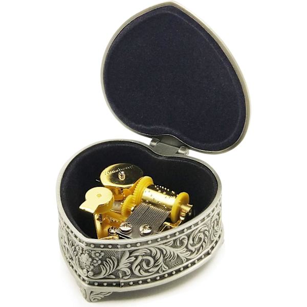 Præget legering metal musikboks med hjerteformet design (sang: You are My Sunshine)