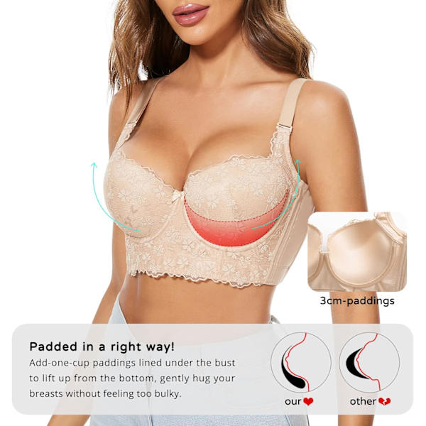 Push Up-behåar för kvinnor Korsett Topp Bustier Vadderad Bygel-behå Lägg till en kupa