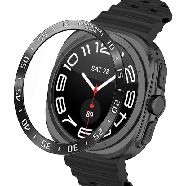 til Galaxy Watch Ultra Bezel Cover 47mm, Bezel Ring Beskyttelsesklæbende Etui (2024) Kompatibel med Galaxy Watch 7 Ultra, Sort Sort