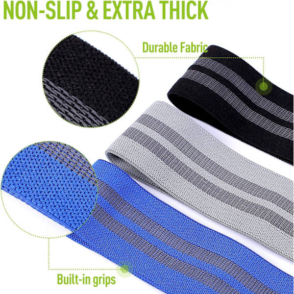 Set, Träna med halkfri design för höfter och sätesmuskler, 3 nivåer träning för kvinnor och män, skönhet för hemträning, yoga, grå, blå, svart