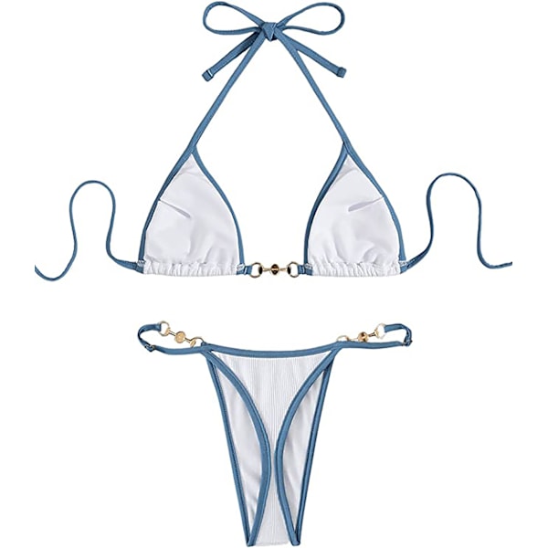Halter bikini set med triangel topp & ring design