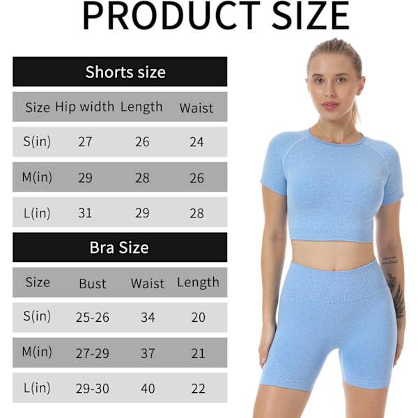 Yoga-kläder för kvinnor 2-delat set träningsdräkt sömlös kortärmad crop top