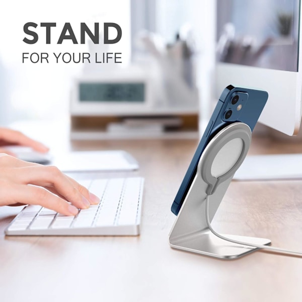 Stativ for MagSafe-lader, Aluminium Stativholder for iPhone 16 15 14 13 12-serien, Magsafe-tilbehør Kompatibel med iPhone 16 15 14 13 12 Plus, Pr