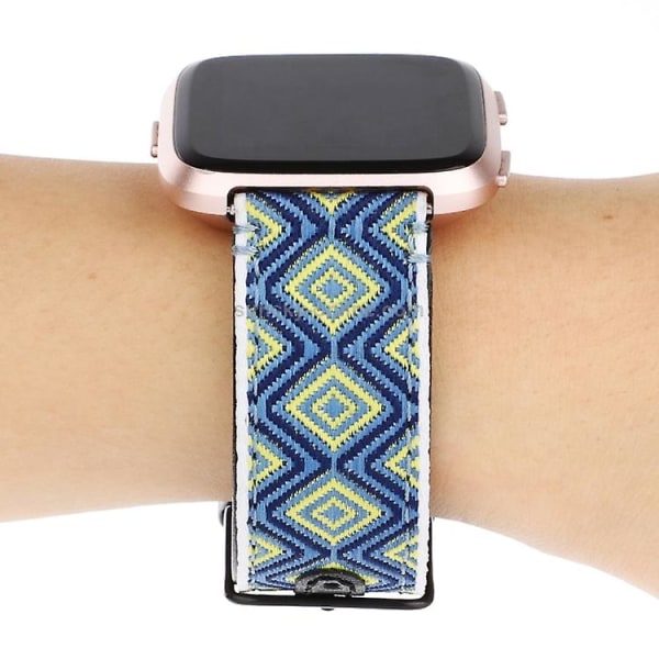 For Fitbit Versa etnisk stil klokkebånd i ekte skinn LEQ Rural