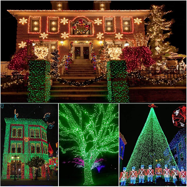 Gröna julgransljus, 33ft 100 LED Mini Xmas Tree Lights, 120V UL-certifierade LED-slingor för St. Patrick's Day, Halloween, jul,