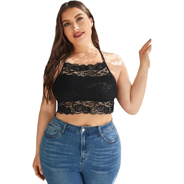 Kvinnors Plus Size Blommig Spets Longlne Bralette Cut Out Underkläder Camisole