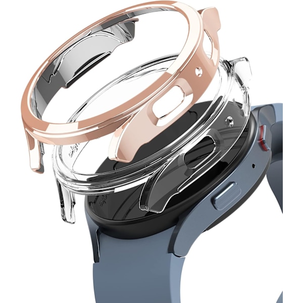 Slim [Anti-Yellowing Material / 2-pack] Kompatibel med Galaxy Watch 5 44mm Skal för Minimalistisk, Solid Transparent Skydd + Extra Färg för Kvinnor, Män