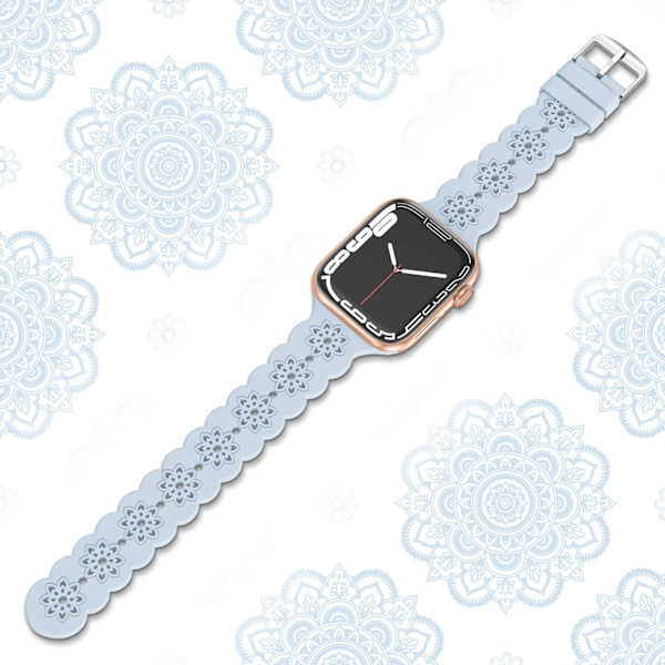 Blomstermønstret silikonearmbånd kompatibelt med Apple Watch - 38 mm
