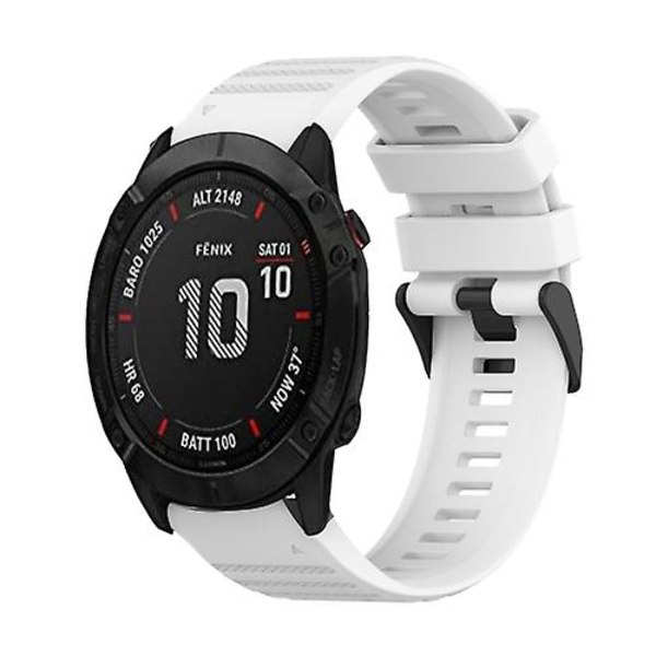 For Garmin Fenix 6x Pro 26mm Horisontal Tekstur Silikone Rem Med Fjernelsesværktøj UBJ White