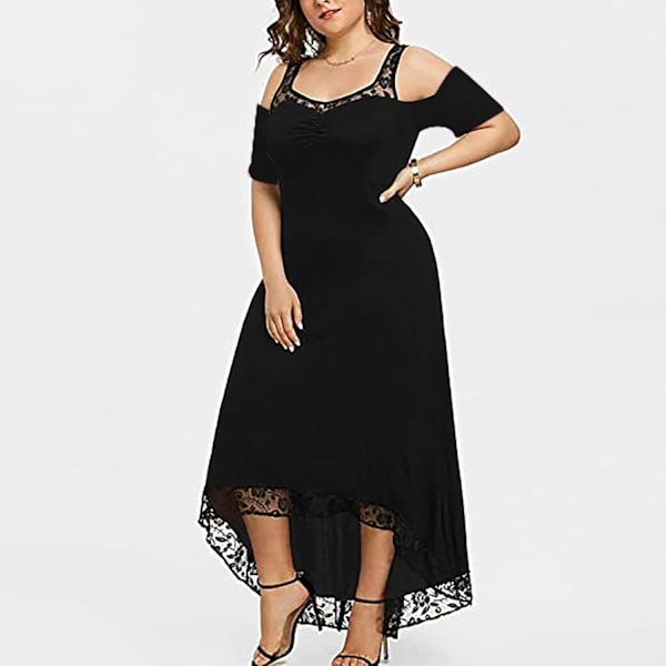 Plus Size Off Shoulder Partyklänningar för Kvinnor Sommar Casual Lös Blommigt Tryck