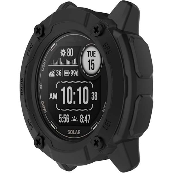 Beskyttelsescover Kompatibelt med Garmin Instinct 2X, Bløde Anti-Drop TPU Beskyttelsesetuier Smart Watch Tilbehør (Sort) Sort