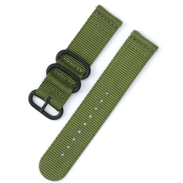 För Suunto 7 Tre-ringars Stålspänne Nylon Klockarmband KCU Army Green