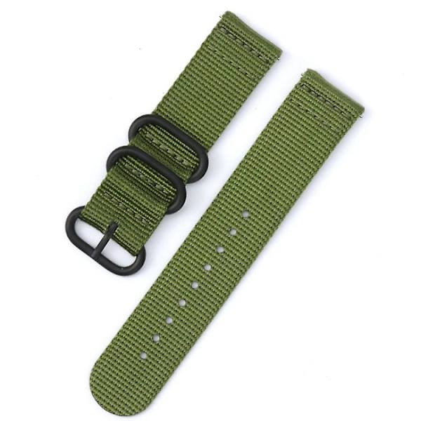For Suunto 7 Tre-ringet Stålspænde Nylon Urrem KCU Army Green