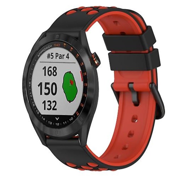 Til Garmin Approach S40 20mm To-farvet Silikonurrem NYF Black-White