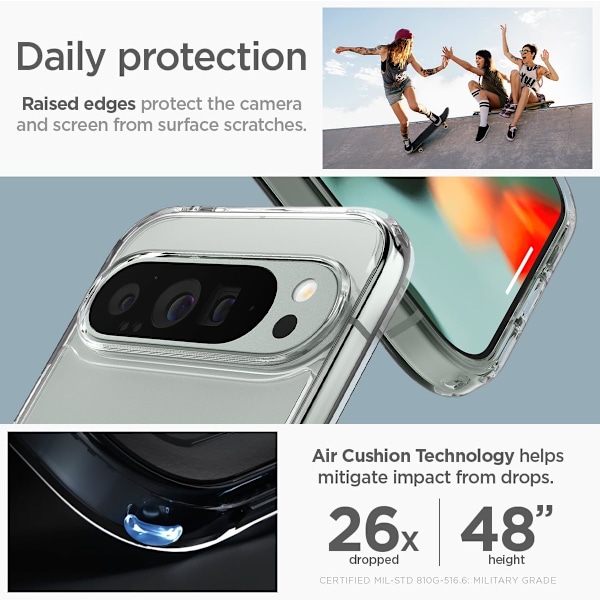Ultra Hybrid Skal Designat för Pixel 9 Pro XL (2024) [Anti-Gulning], [Militärklassat Skydd] - Klar Kristallklar