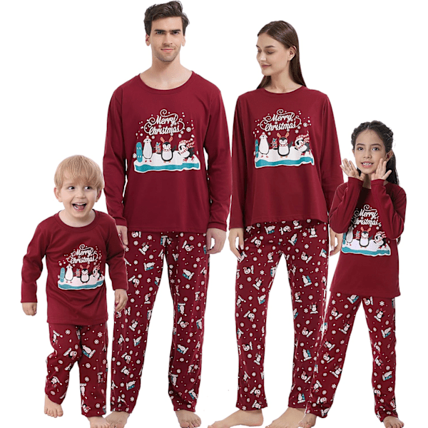 Julfamilj matchande pyjamas röda semester pjs set bomull nattkläder