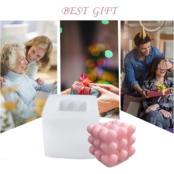 3D Hjerte Boble Cube Lys Form DIY Stablet