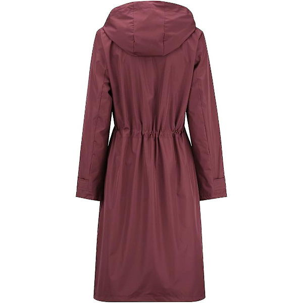 Kvinnor Lång Vattentät Jacka Med Huva Lätt Regnrock Vindjacka Utomhus Trenchcoat Red S