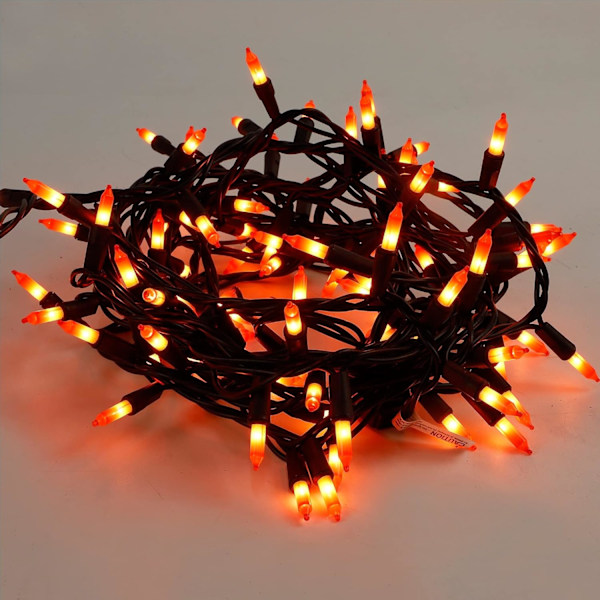 Halloween-lys, 33ft 150 stk. sort ledning glødepærer julelys, 120 V høj spænding UL-certificeret klar lyskæde, der kan forbindes,