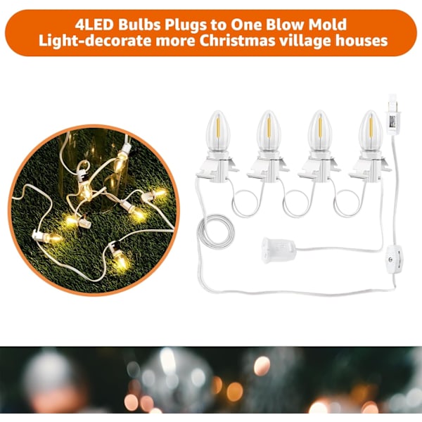 Julbybelysning med 4 LED-lampor, LED-lampor C7-sladdklämmor Jul Halloween Ca, Pumpor, Utomhusatmosfär Vit 4 LED