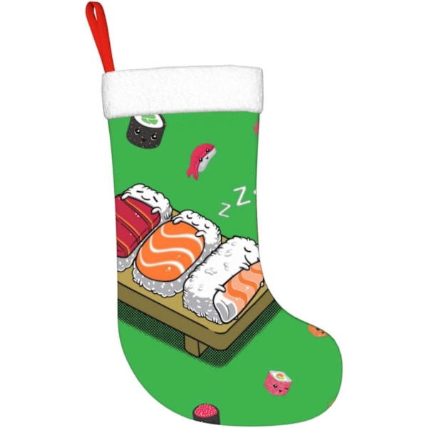 Sovande Sushi Julstrumpa Julstrumpehållare Julstrumpa Personlig Julpynt Godispåse Väska Tema Jultomten Sovande