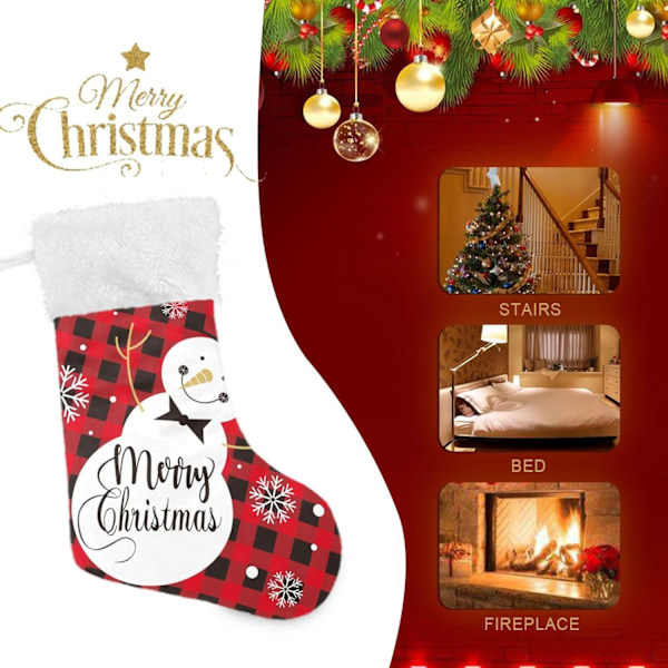 Julklapp, Personliga Julklappsstrumpor 2-pack Jul Snögubbe Röd Svart Buffel 45,7 cm Julstrumpor Hängande Ornament K