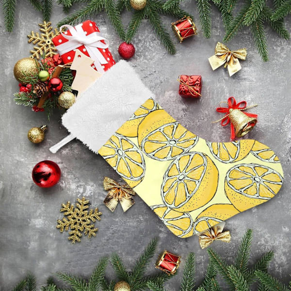 Julklapp, personliga julklappsstrumpor set om 2 citroner 45,7 cm julstrumpor hängande ornament spis för träddekoration  17.71x