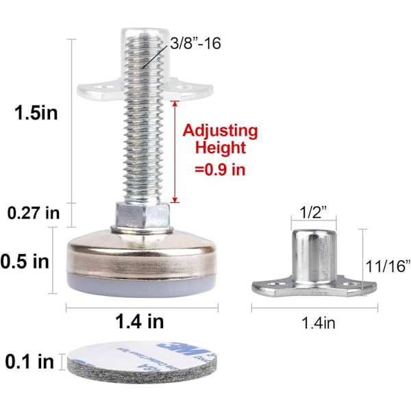 Heavy Duty Möbel Utjämningsfötter Justerbara Möbel Ben Utjämnare