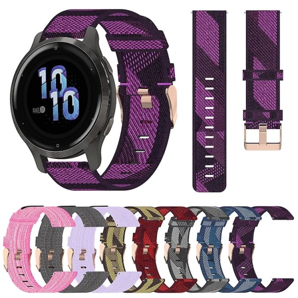 För Garmin Venu 2s 18mm Nylon Woven Watch Band QSV Pink