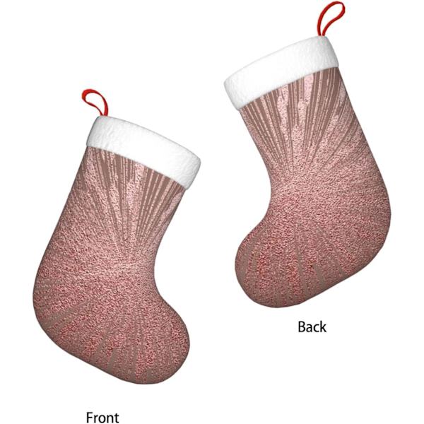 Rosaguld Pink Julepynt Strømper - Holdbare, Farverige Og Sjove Festlige Dekorationer - Jule Strømpe Pejs Ornamenter Jule Socke Gi