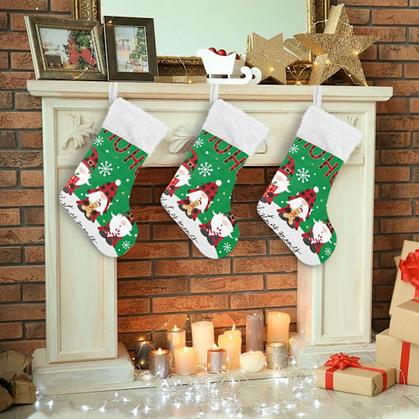 Julklapp, personliga julklappsstrumpor 2-pack Jultomte Julgran Buffelrutig 45,7 cm Julstrumpor Hängande Prydnad