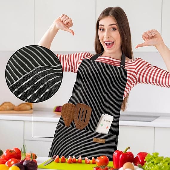 Justerbart haklappsförkläde med 2 fickor Kock Matlagning Kök Restaurang Förkläde Unisex 2-pack Svart