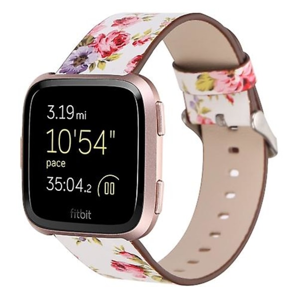 För Fitbit Versa 1 / 2 Blommönster Klockarmband VUJ White Pink