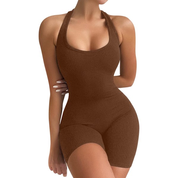 Kvinners Sexy One Piece Tank Top Ermeløs Ryggløs Shorts Jumpsuits Bodysuit