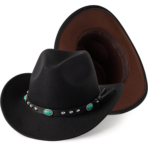 To-farvede Western Cowboy Cowgirl-hatte til mænd og kvinder