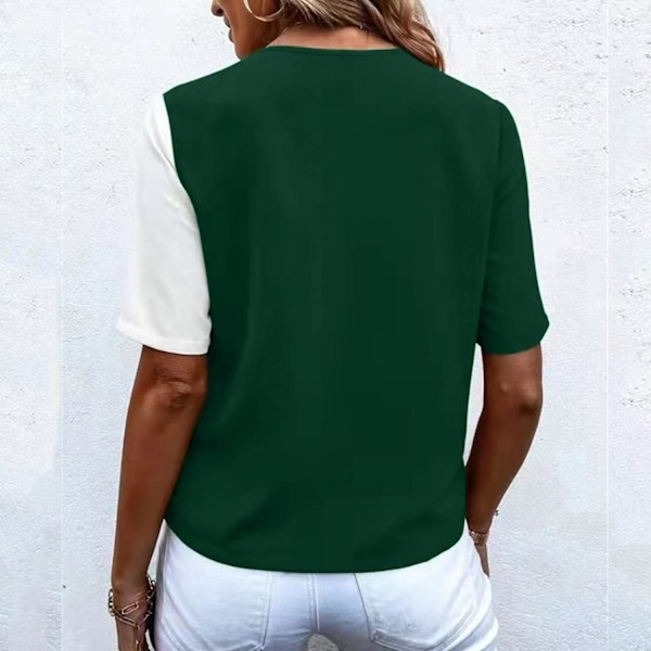 Kvinners sommer V-hals Chiffon Fashion kollisjon kortskjorte topp