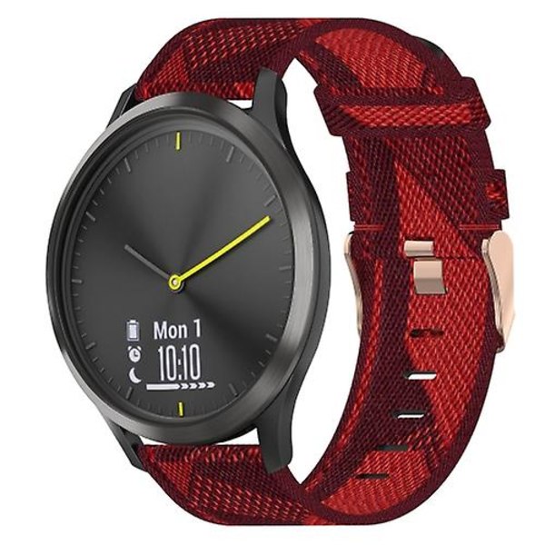 För Garmin Vivomove Hr Sport 20mm Nylon Woven Watch Band TFR Red