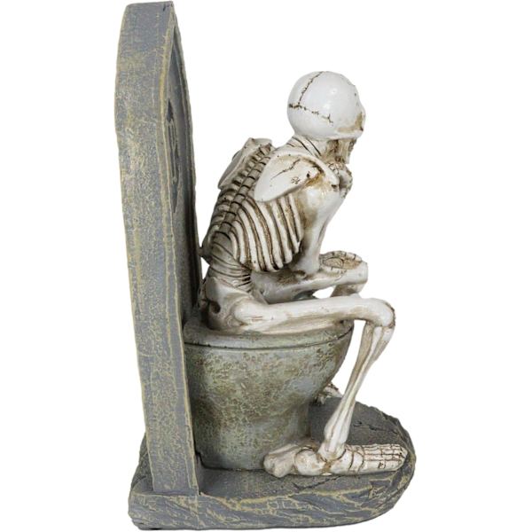 Ebros Vila i frid förstoppad skelett sitter på kyrkogårdstoalett i Le Penseur Thinker Pose Staty 8,75\" H     Ossuary Macabre Decor []