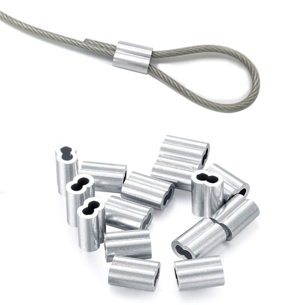 100 stk. Aluminium Crimp-Loop-Sleeve-Clips - Wire Rope Sleeves