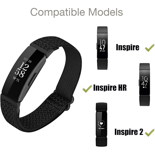 Elastiske nylonremme til Fitbit Inspire - 3-pak erstatningsremme