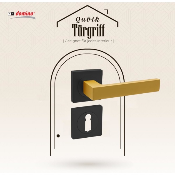 Qubik-qr svart/k-guld dörrhandtag med bb lås lås |