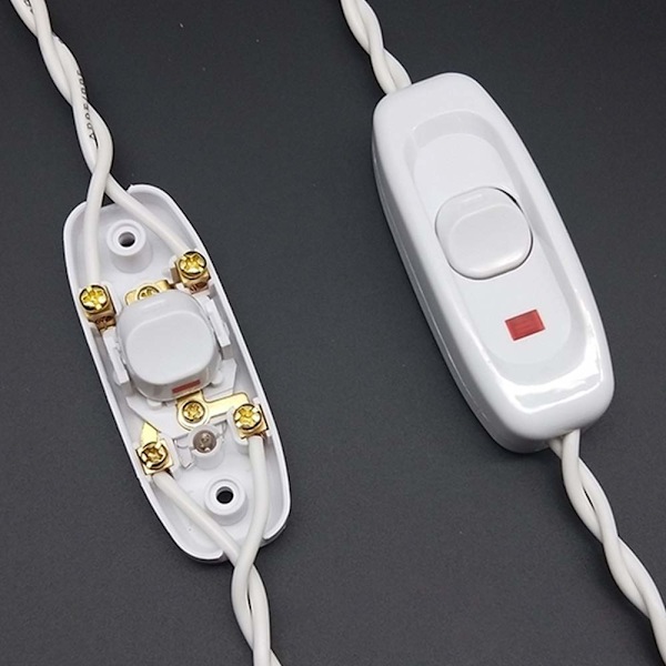 2 st lampknapp Inline-strömbrytare - AC 250V 10A vippströmbrytare PÅ/AV med LED-indikator