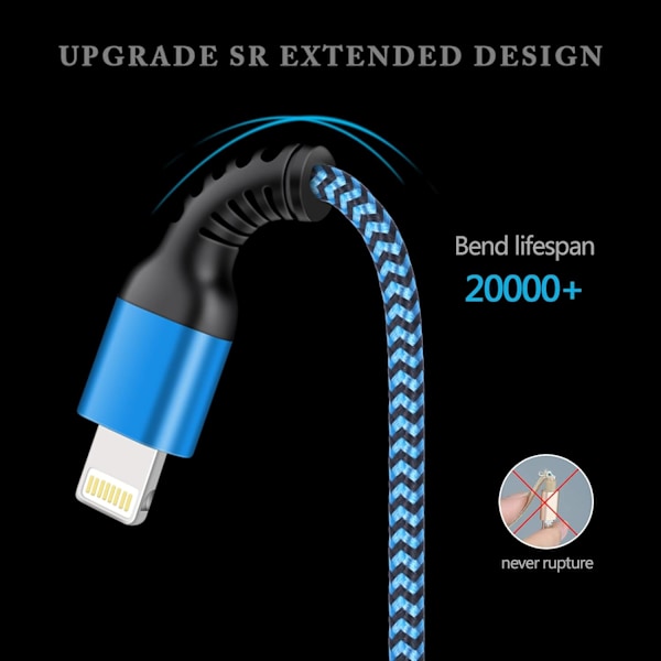 Iphone laddare kabel sladd 6Ft flätad laddning Apple