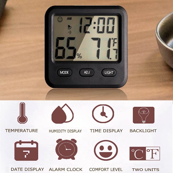 Digitalt hygrometer indendørs termometer. Temperatur Luftfugtighed