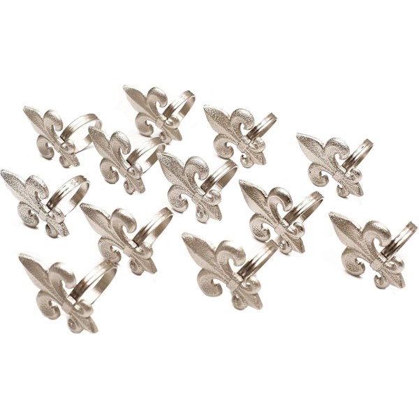 Serviettringer i vårkolleksjonen, sett med 12, serviettholdere med fleur-de-lis, metall
