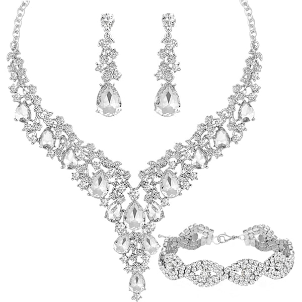 Wedding Bridal Bridesmaid Austrian Crystal Rhinestone Jewelry Sets Statement