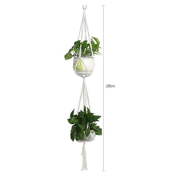 Set med 4 Macrame hängande korgar Bomullsrep hängande plantera blomkruka växt